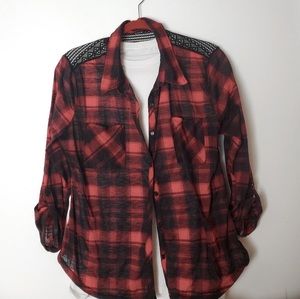 Buffalo Plaid Adjust Sleeves Top